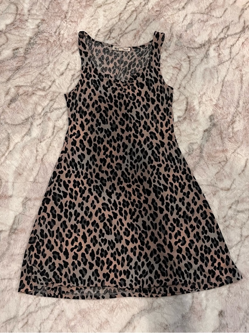 Leith Blush Pink and Black Leopard Tank Dress
